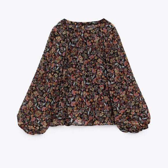 ZARA FLORAL PRINT BLOUSE - Picture 8 of 9